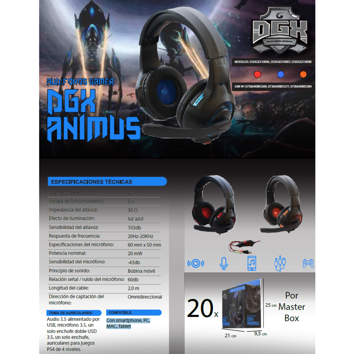 AUDIFONO DGX ANIMUS AZUL