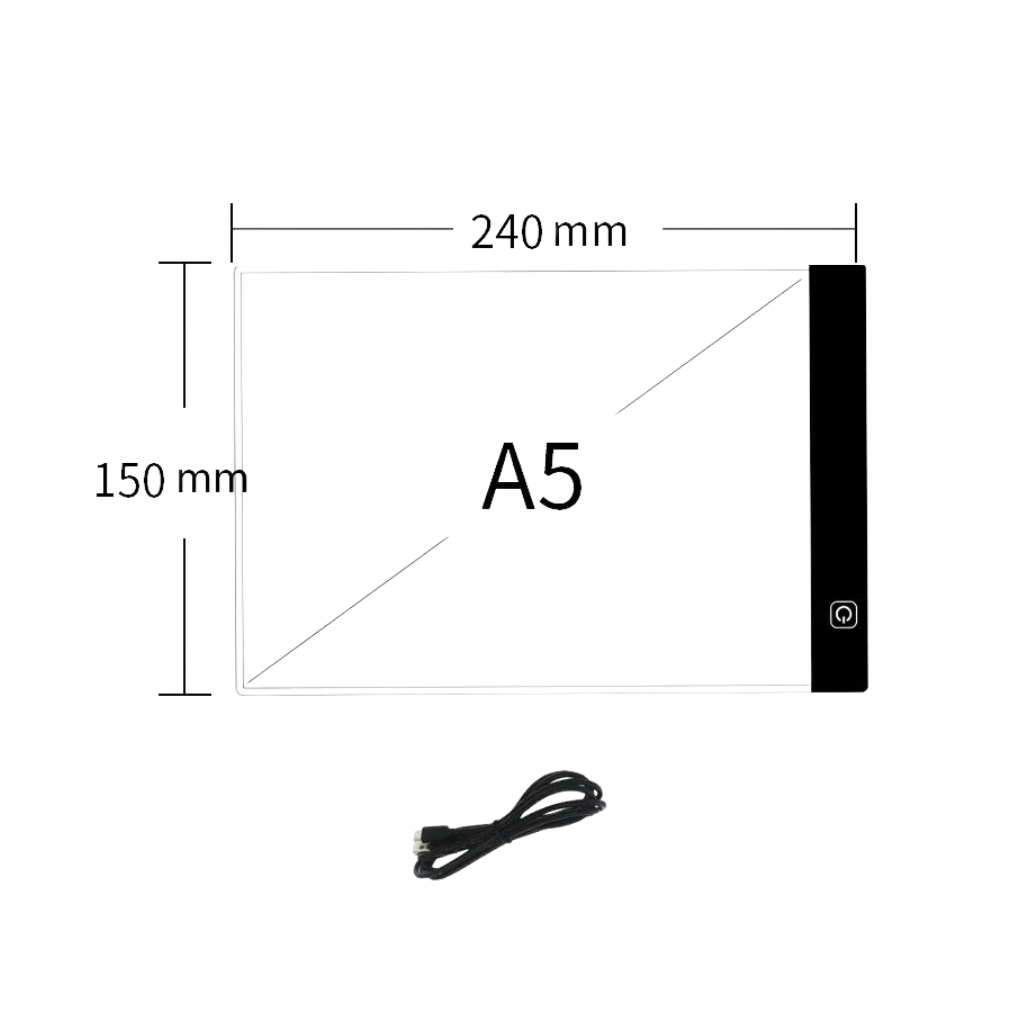 Tablero de calco con luz LED y conexión USB, tamaño A5, ultradelgada (3,5 mm)