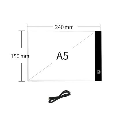 Tablero de calco con luz LED y conexión USB, tamaño A5, ultradelgada (3,5 mm)