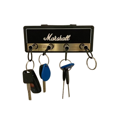 Soporte de llaves de pared con forma de parlante tipo Marshall con 4 Jack's de llavero.