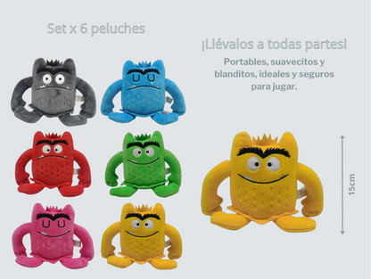 Muñecos de peluche de "Monstruo de colores", 6 colores y emociones.