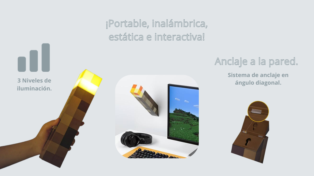 Linterna y lámpara antorcha recargable USB de videojuegos.