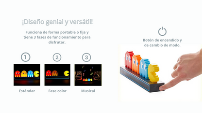 Lámpara nocturna portable de íconos de Pac Man, tiene control de voz y 3 modos de uso incluidos.